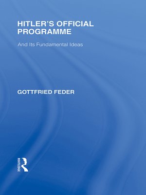 cover image of Hitler's Official Programme RLE Responding to Fascism